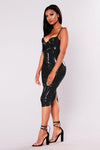 Faux Leather High Waist Push Up Bra Midi Dress - Alt Style Clothing
