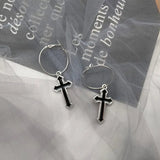 Make a Bold Statement with Black Hollow Cross Big Earrings