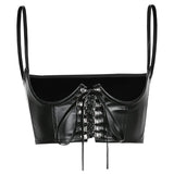 Gothic Dark PU Leather Crop Top Corset Cincher Belt