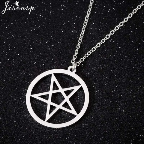 Retro Satanic Pentagram Pendant Necklace - Antique Gold, Steel, Rose