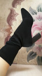Pointed Toe Sock Boots Square High Heel Boots