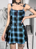 InsDoit Gothic Plaid Bandage Dress - Alt Style Clothing