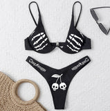 Goth Two-piece Bikini High Waist Swimsuit - Alt Style Clothing