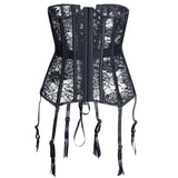 Gothic Lace Up Boned Overbust Bustier Waist Trainer - Alt Style Clothing