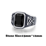 Vintage Stone Ring With Lucifer Satan Signet - Alt Style Clothing