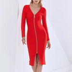 Long Sleeve Bandage Hollow Out Backless Club Dress