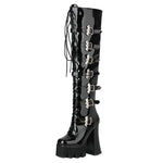 Sorphio Chunky Heel Platform Over The Knee High Boots - Super High, Gothic Women's Footwear