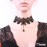 Gothic Chokers Black Beaded Flowers Sexy Lace Neck Choker - Alt Style Clothing