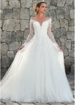 Long Sleeves Lace Appliques Wedding Gown - Alt Style Clothing