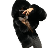 High-End Fox Fur Leather Coat – Luxury Thick Warm Fur for Ladies