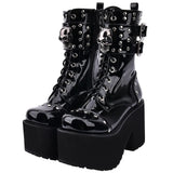 Gothic Punk Rock Lace-up Boots Block Heel Thick Platform Boots