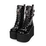 Gothic Punk Rock Lace-up Boots Block Heel Thick Platform Boots