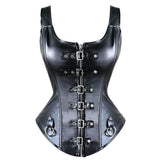 Faux Leather Steampunk Corset Buckle-up Overbust - Alt Style Clothing