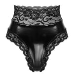Lingerie Panties High Waist Underpants Wetlook Leather - Alt Style Clothing