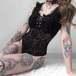 Gothic Lace Hollow-Out Sleeveless Bodysuit