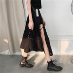 Vintage Dark Gothic High Split Mid-Calf Skirt - Alt Style Clothing