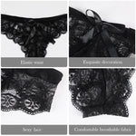 Thong Panties  Lace Transparent Hollow Bow G String Underpanties