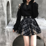 Gothic Checkered Pleated Plaid Goth Mini Skirt - Alt Style Clothing