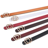 Double Ring Circle Button Leather Belt – Casual Elegance for Everyday Wear