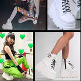 Platform High Heel Punk Wedge Ankle Boots – Cosplay-Inspired Motorcycle Style