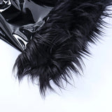 PU Leather Feathers Mini Bodycon Dress