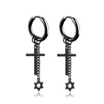 Stainless Steel Cross Skull Star Scorpion Tassel Chain Stud Earrings