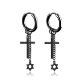 Stainless Steel Cross Skull Star Scorpion Tassel Chain Stud Earrings