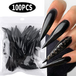 100pcs Full Coverage Matte Acrylic False Nail Tips - Natural Solid Color