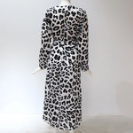 Leopard Print Asymmetrical Maxi Dress with Ruffle and High Split