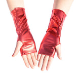 Short Fingerless Leather Gloves - Stylish Wrist-Length Nylon Gloves