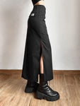 Goth Dark Casual Tag Split Midi Skirt - Alt Style Clothing