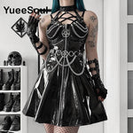 Gothic Lace Trim High Waist Bodycon Mini Dress - Alt Style Clothing