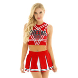 Crop Top with Mini Pleated Skirt Cheerleader Costume Set
