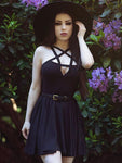 Fitshinling Pentagram Strap Gothic Dress - Alt Style Clothing