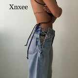 High-Waisted Chain Detail Wide-Leg Jeans – Elegant Hollow Out Design