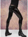 Men's Skinny Bootcut Faux Leather Pencil Pants - Featuring a Casual Design with Fork Detailing - Alt Style Clothing