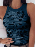 Camouflage Tank Top O-Neck Slim