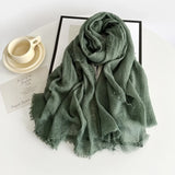 Long Cotton & Linen Scarf - Lightweight Solid Color Fashion Scarf