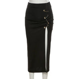 Goth Dark High Waist A-Line Long Skirt - Gothic Street Style