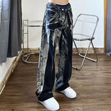 High-Waisted Tie-Dye Baggy Jeans – Vintage Wide Leg Pants