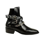 Buckle Strap Pointed Toe Handmade Ankle Boots - Alt Style Clothing