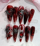 10pcs Handmade Y2K Goth Style Press-On Nails