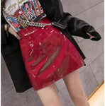 Aesthetic High Waist PU Leather Mini Skirt - A-Line Design