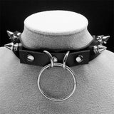 Choker Goth Inverted Cross Stainless Steel PU Leather Necklace - Alt Style Clothing