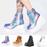 Platform High Heel Punk Wedge Ankle Boots – Cosplay-Inspired Motorcycle Style