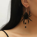 Halloween Acrylic Black Spider Drop Earrings