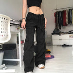 Straight Oversized Cargo Pants - Mid-Waist Wide-Leg Casual Style