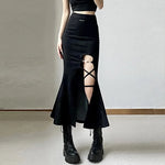 Mysterious High Street Asymmetrical Flared Skirt