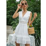 Nankey Sleeveless Embroidery LaceMini Dress Backless With Deep V-Neck
