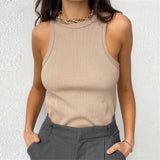 Backless Tank Top Solid Color for Women